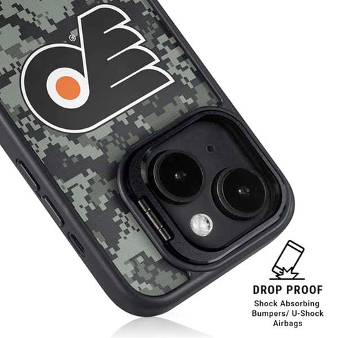 NHL Philadelphia Flyers Camo iPhone 15 Plus Kickstand Case