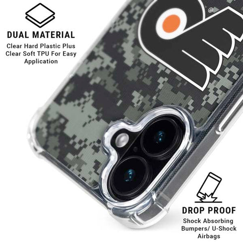 NHL Philadelphia Flyers Camo iPhone 16 Clear Case