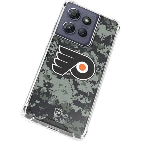 NHL Philadelphia Flyers Camo Moto G 5G (2025) Clear Case