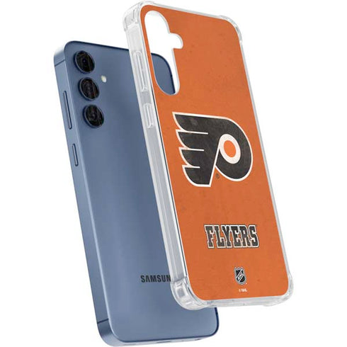 NHL Philadelphia Flyers Distressed Galaxy A55 5G Clear Case