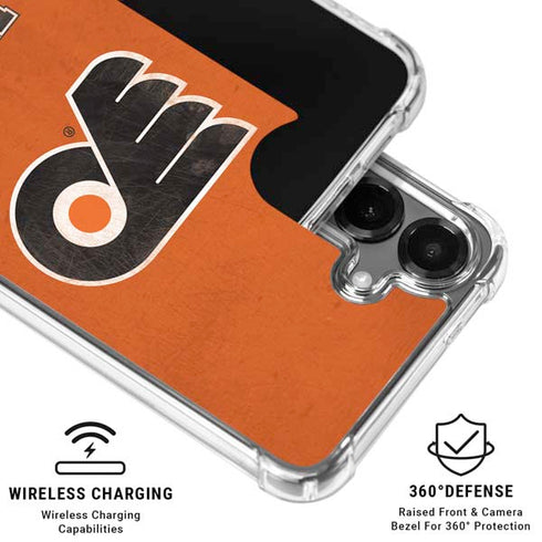 NHL Philadelphia Flyers Distressed Galaxy S26 Clear Case