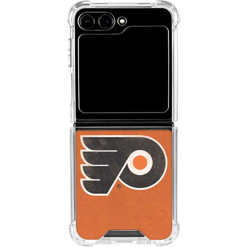 NHL Philadelphia Flyers Distressed Galaxy Z Flip6 Clear Case