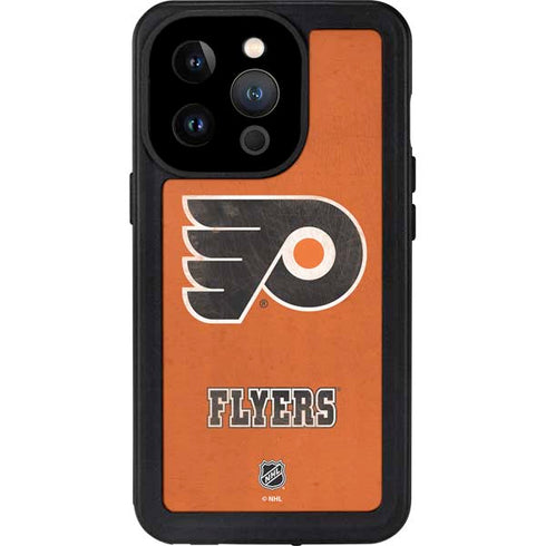 NHL Philadelphia Flyers Distressed iPhone 15 Pro Waterproof Case
