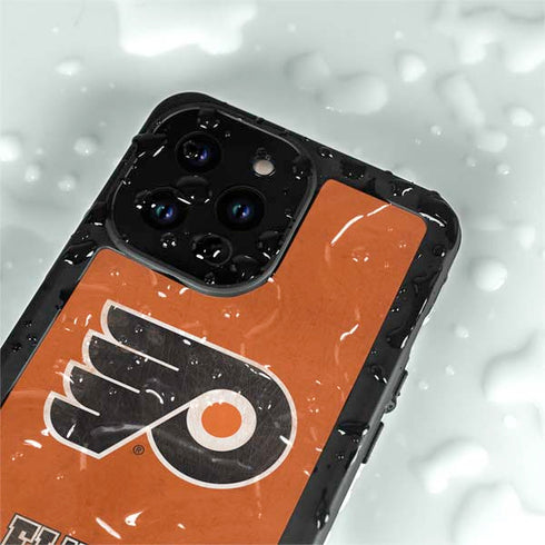 NHL Philadelphia Flyers Distressed iPhone 15 Pro Waterproof Case