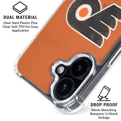 NHL Philadelphia Flyers Distressed iPhone 16 Plus Clear Case