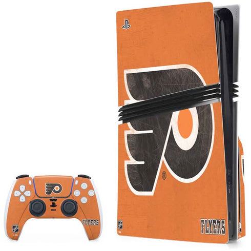 NHL Philadelphia Flyers Distressed PS5 Pro Disk Bundle Skin