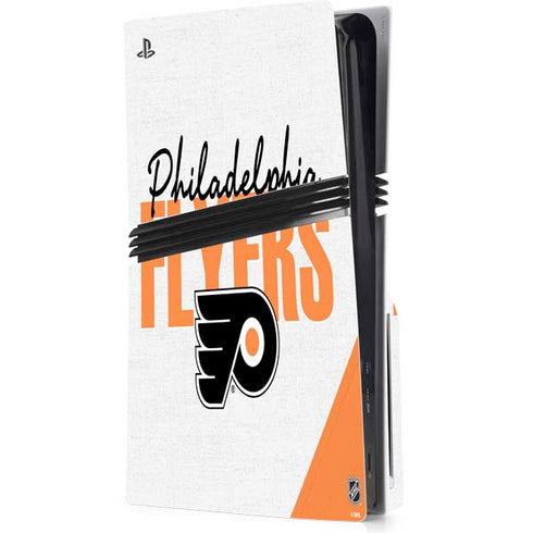 NHL Philadelphia Flyers Script PS5 Pro Disk Console Skin