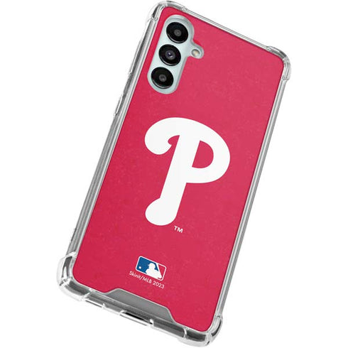 MLB Philadelphia Phillies - Solid Distressed Galaxy A16 5G Clear Case