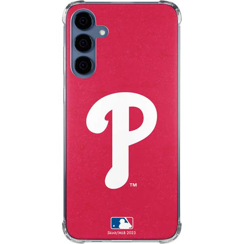 MLB Philadelphia Phillies - Solid Distressed Galaxy A55 5G Clear Case