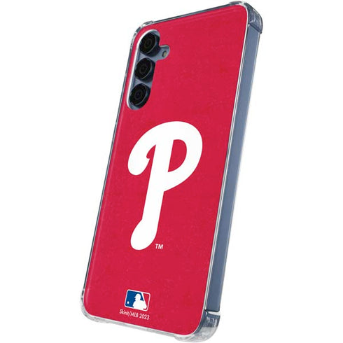 MLB Philadelphia Phillies - Solid Distressed Galaxy A55 5G Clear Case