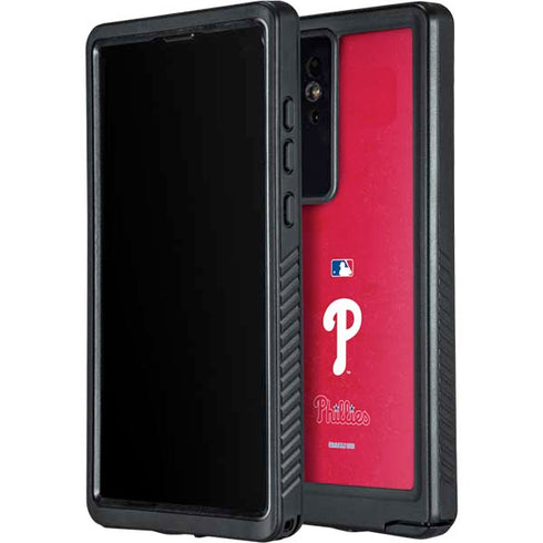 MLB Philadelphia Phillies - Solid Distressed Galaxy S24 Ultra Waterproof Case