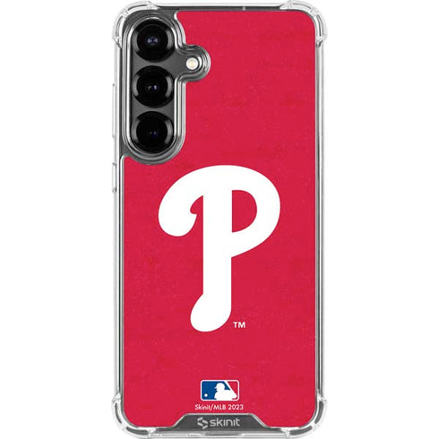 MLB Philadelphia Phillies - Solid Distressed Galaxy S26 Clear Case