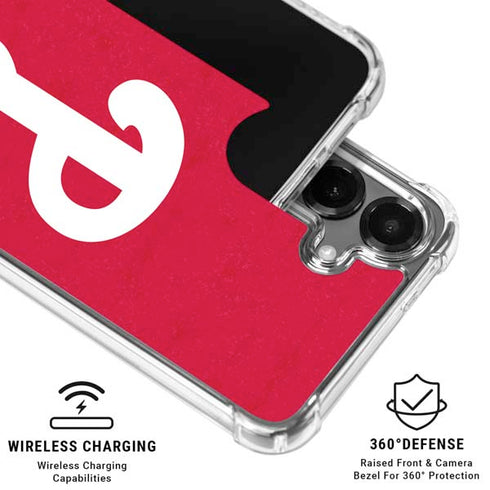MLB Philadelphia Phillies - Solid Distressed Galaxy S26 Clear Case