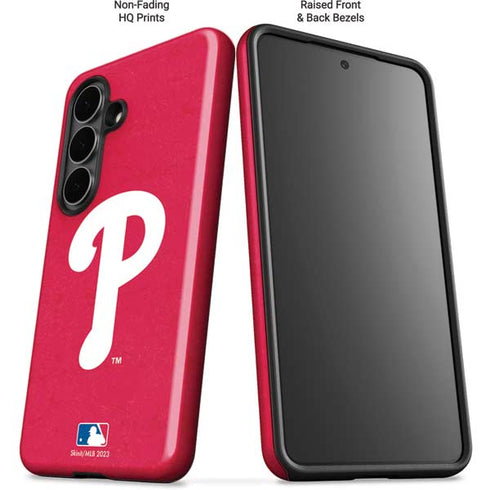 MLB Philadelphia Phillies - Solid Distressed Galaxy S26 Impact Case