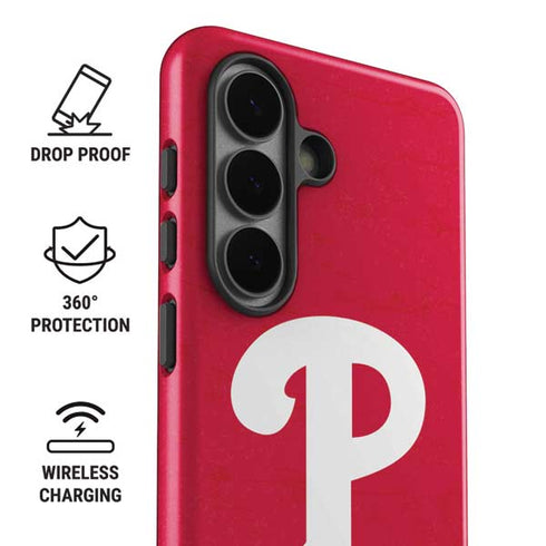 MLB Philadelphia Phillies - Solid Distressed Galaxy S26 Plus Impact Case