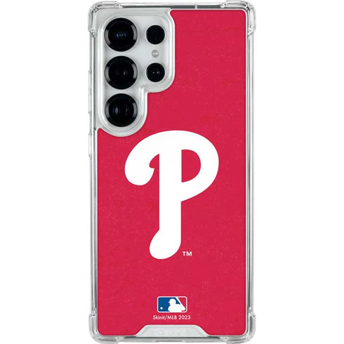 MLB Philadelphia Phillies - Solid Distressed Galaxy S26 Ultra Clear Case