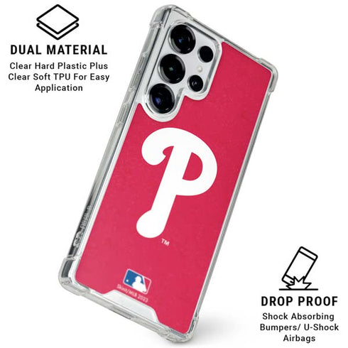 MLB Philadelphia Phillies - Solid Distressed Galaxy S26 Ultra Clear Case