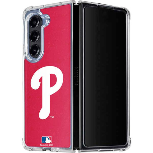 MLB Philadelphia Phillies - Solid Distressed Galaxy Z Fold5 5G Clear Case