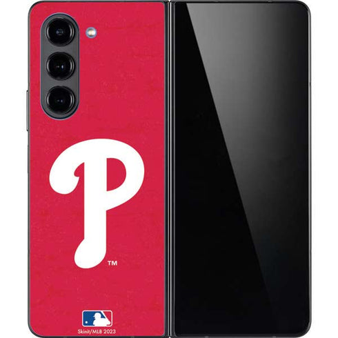 MLB Philadelphia Phillies - Solid Distressed Galaxy Z Fold5 5G Skin