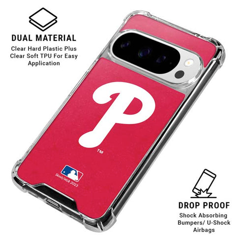 MLB Philadelphia Phillies - Solid Distressed Google Pixel 10 Pro XL Clear Case