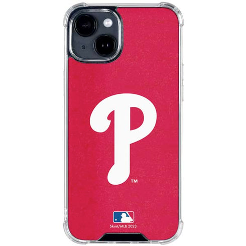 MLB Philadelphia Phillies - Solid Distressed iPhone 15 Clear Case
