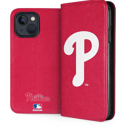 MLB Philadelphia Phillies - Solid Distressed iPhone 15 Plus Folio Case