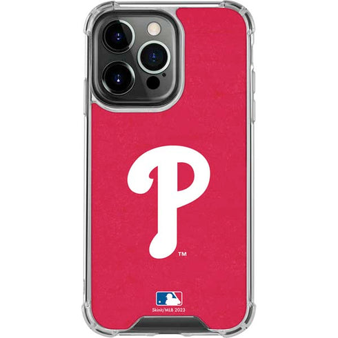 MLB Philadelphia Phillies - Solid Distressed iPhone 16 Pro Clear Case