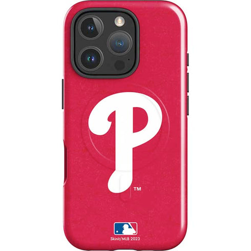 MLB Philadelphia Phillies - Solid Distressed iPhone 16 Pro Magsafe Impact Case