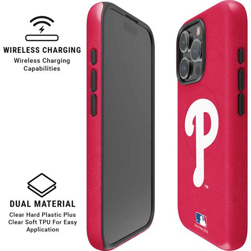 MLB Philadelphia Phillies - Solid Distressed iPhone 16 Pro Magsafe Impact Case