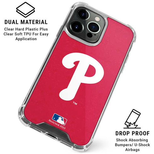 MLB Philadelphia Phillies - Solid Distressed iPhone 16 Pro Max Clear Case