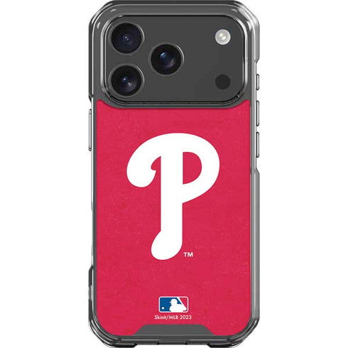 MLB Philadelphia Phillies - Solid Distressed iPhone 18 Pro Clear Case
