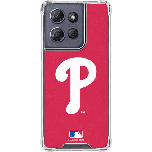 MLB Philadelphia Phillies - Solid Distressed Moto G 5G (2025) Clear Case