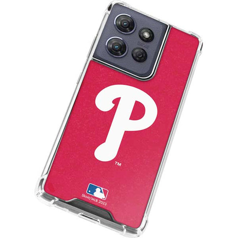 MLB Philadelphia Phillies - Solid Distressed Moto G 5G (2025) Clear Case