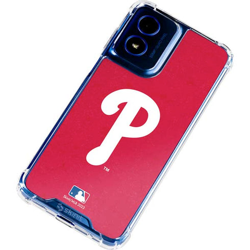MLB Philadelphia Phillies - Solid Distressed Moto G 5G (2024) Clear Case