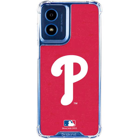 MLB Philadelphia Phillies - Solid Distressed Moto G Play 4G (2024) Clear Case