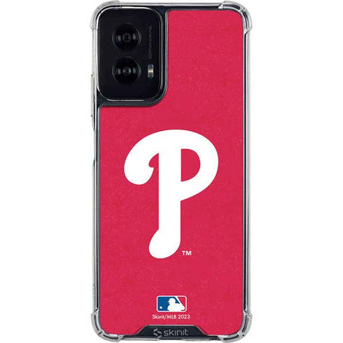 MLB Philadelphia Phillies - Solid Distressed Moto G Power 5G (2024) Clear Case