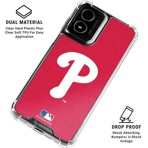 MLB Philadelphia Phillies - Solid Distressed Moto G Power 5G (2024) Clear Case