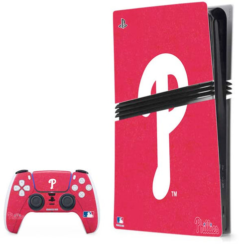 MLB Philadelphia Phillies - Solid Distressed PS5 Pro Bundle Skin