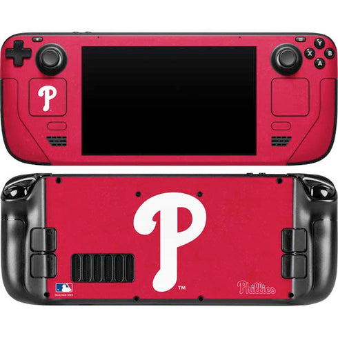 MLB Philadelphia Phillies - Solid Distressed Steam Deck Handheld Gaming Computer Skin