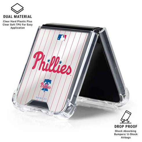 MLB Philadelphia Phillies Home Jersey Galaxy Z Flip6 Clear Case