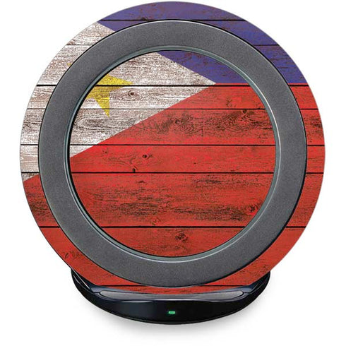 Philippines Flag Dark Wood Fast Charge Wireless Charging Stand Skin