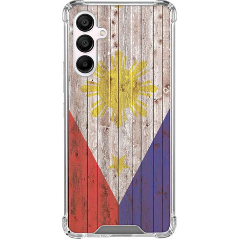 Philippines Flag Dark Wood Galaxy A16 5G Clear Case