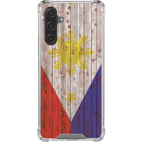 Philippines Flag Dark Wood Galaxy A17 Clear Case