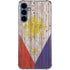 Philippines Flag Dark Wood Galaxy A55 5G Clear Case