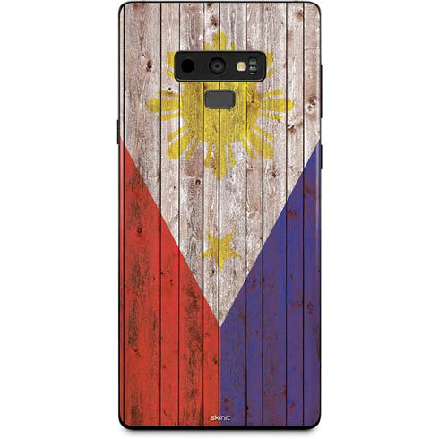 Philippines Flag Dark Wood Galaxy Note 9 Skin