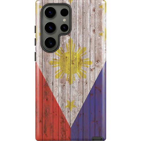 Philippines Flag Dark Wood Galaxy S23 Ultra Pro Case
