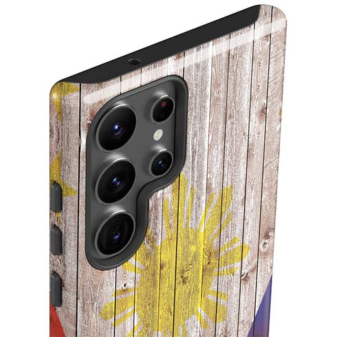 Philippines Flag Dark Wood Galaxy S23 Ultra Pro Case