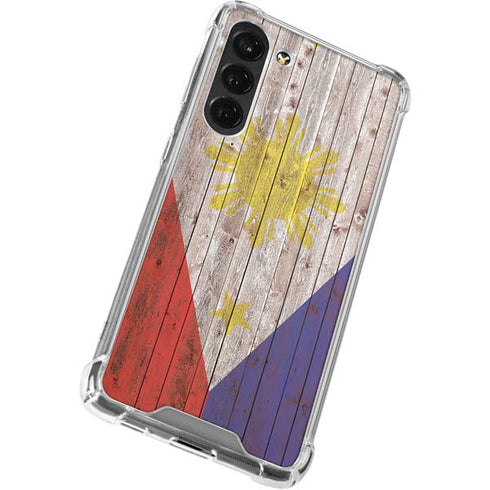 Philippines Flag Dark Wood Galaxy S24 FE Clear Case