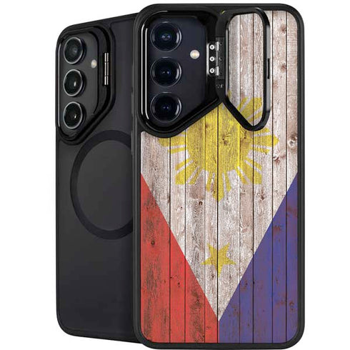 Philippines Flag Dark Wood Galaxy S24 FE Kickstand Case