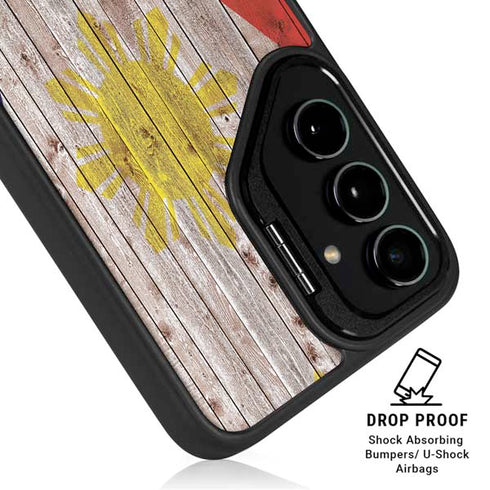 Philippines Flag Dark Wood Galaxy S24 Kickstand Case